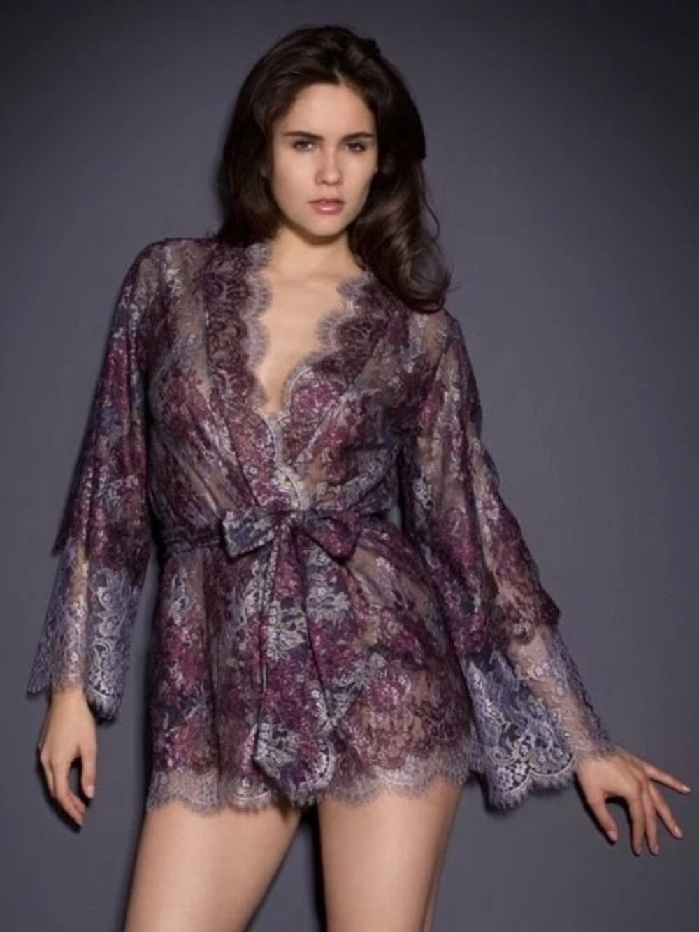 Agent Provocateur Soirée LATUTA Lilac Lace Kimono S/M NEW